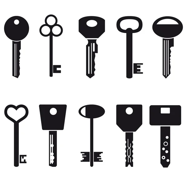 Various black keys symbols for open a lock eps10 — Stock Vector