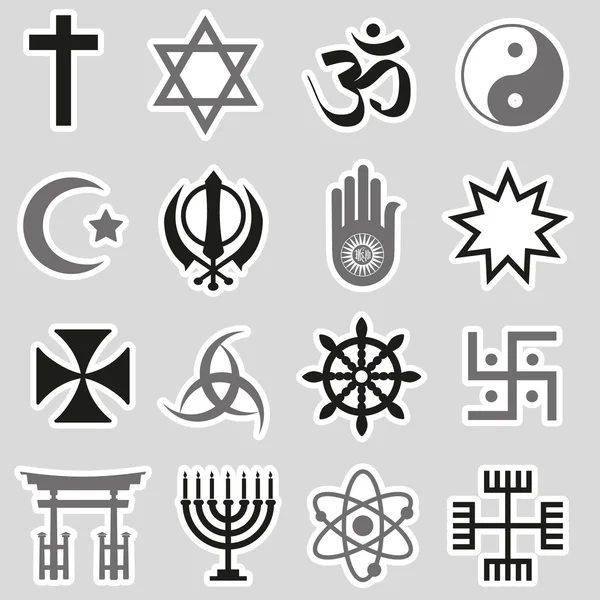 Wereld religies symbolen vector set van stickers eps10 — Stockvector