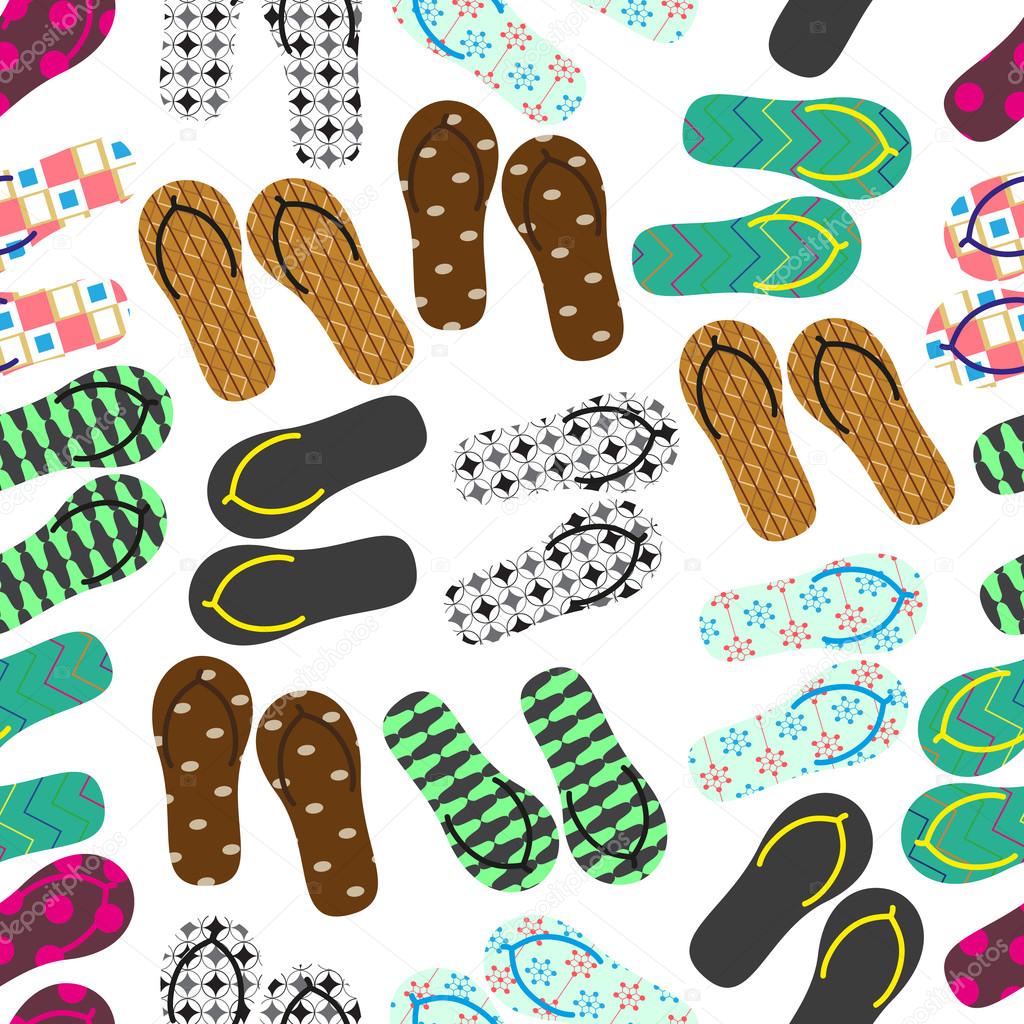 colorful variation of flip flops summer shoes seamless pattern eps10
