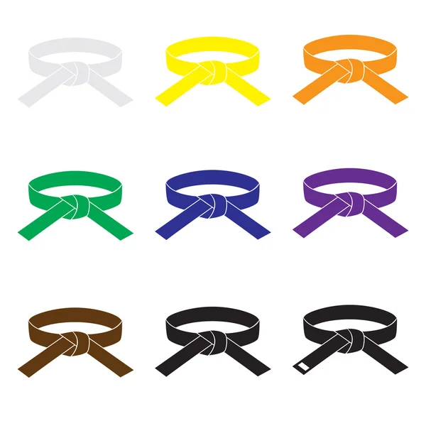 Karaté arts martiaux couleur ceintures icônes ensemble eps10 — Image vectorielle