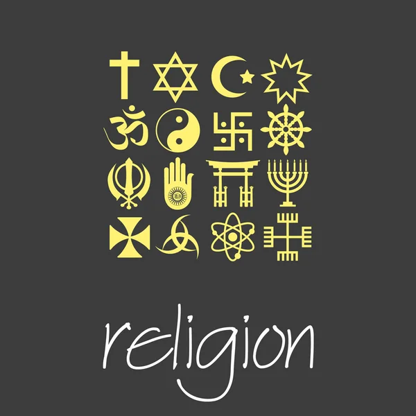 World religions symbols vector set of green icons  eps10 — Stock Vector