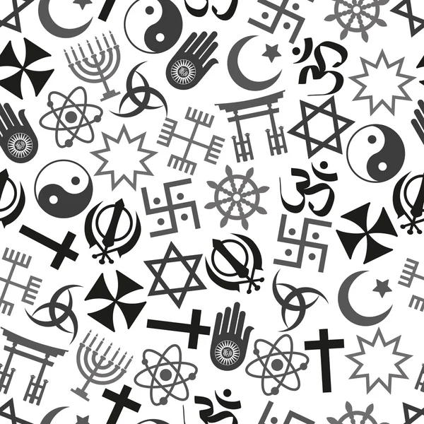 World religions symbols vector icons gray seamless pattern  eps10 — Stock Vector