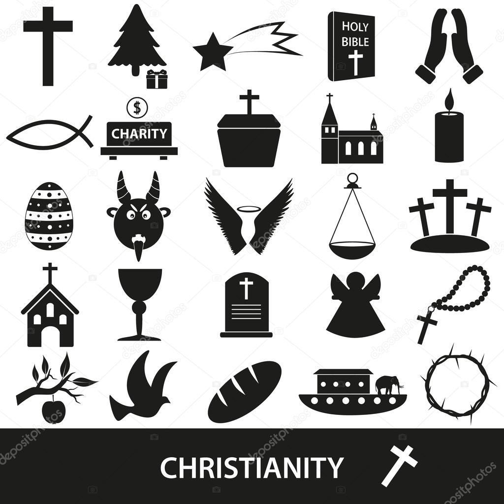 christianity religion symbols vector set of icons eps10