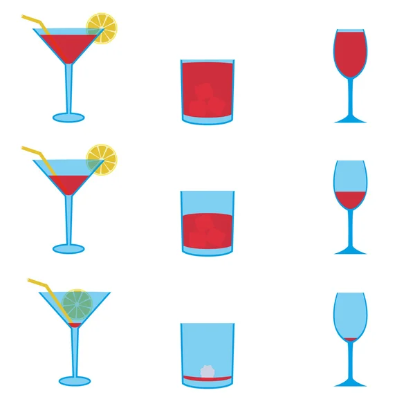 Varias bebidas llenas y vacías iconos set eps10 — Vector de stock