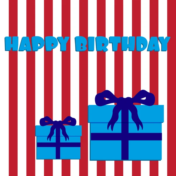 Happy birthday with red and white stripes and blue gifts eps10 — Stock Vector