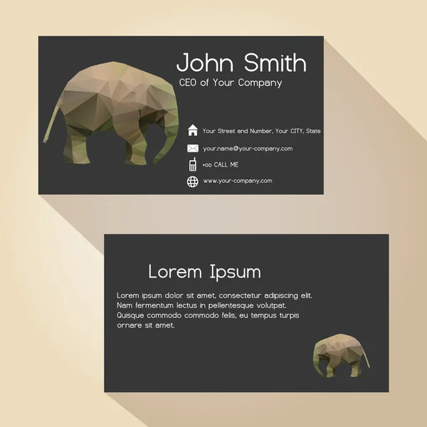 Design de carte de visite simple noir avec petit éléphant eps10 — Image vectorielle