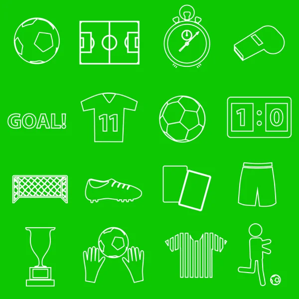 Fútbol fútbol simple blanco contorno iconos conjunto eps10 — Vector de stock