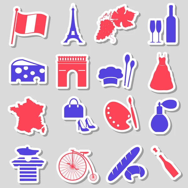 Frankrike land tema symboler klistermärken ange eps10 — Stock vektor