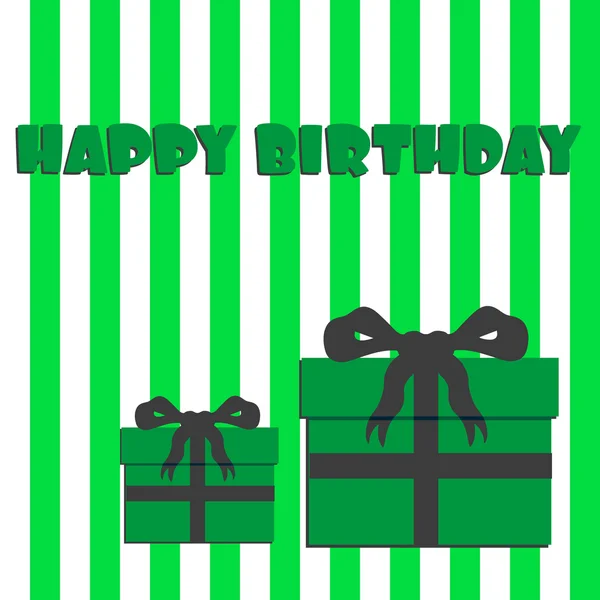Happy birthday with green and white stripes and gifts eps10 — Stock Vector