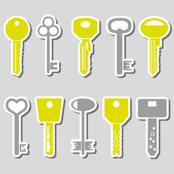 Verschillende kleur sleutels stickers voor openen een lock-eps10 — Stockvector