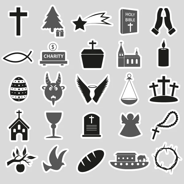 Christendom-Religie symbolen vector set van stickers eps10 — Stockvector