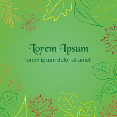 metin eps10 için basit yeşil sonbahar yaprak renkli kenarlık