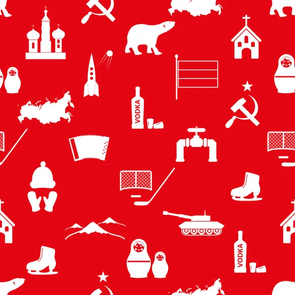 Russia country theme symbols icons seamless pattern eps10 — Stock Vector