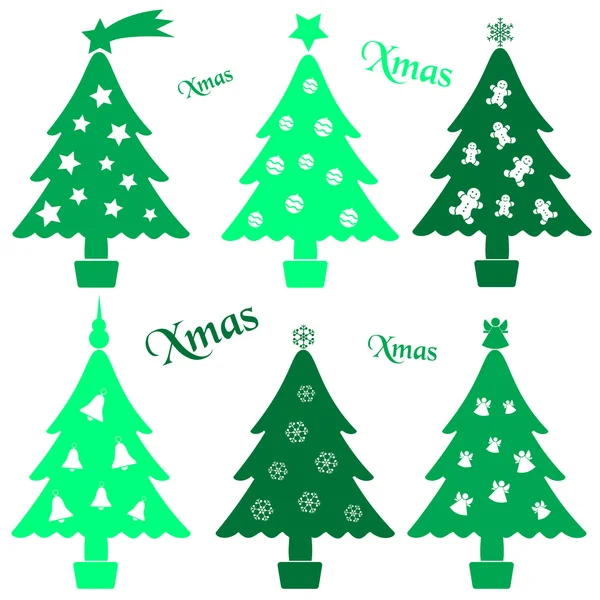 Set of christmas green tree decoration collection eps10 — Stock Vector