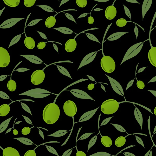 Green olives natural seamless dark pattern eps10 — Stock Vector
