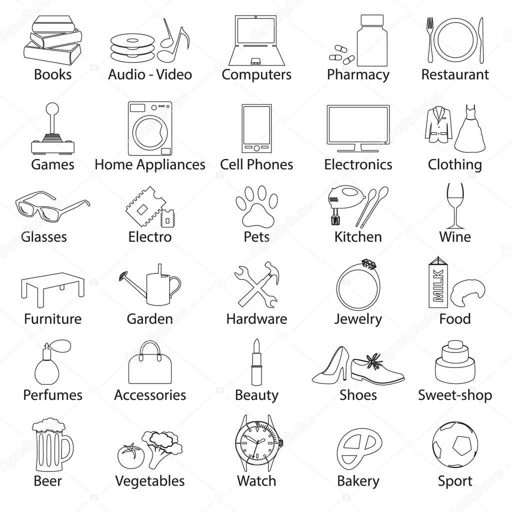 shop department simple vectors outline symbols set eps10