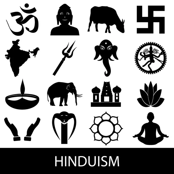 Hinduismo religiones símbolos vector conjunto de iconos eps10 — Archivo Imágenes Vectoriales