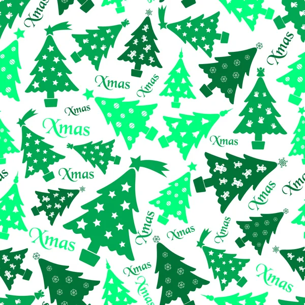 Set of christmas green tree decoration seamless pattern eps10 — Stock Vector