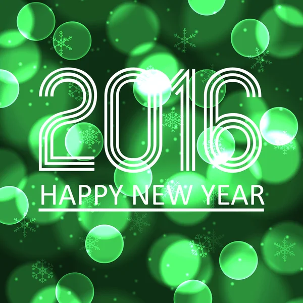 Happy new year 2016 on green bokeh circle background eps10 — Stock Vector