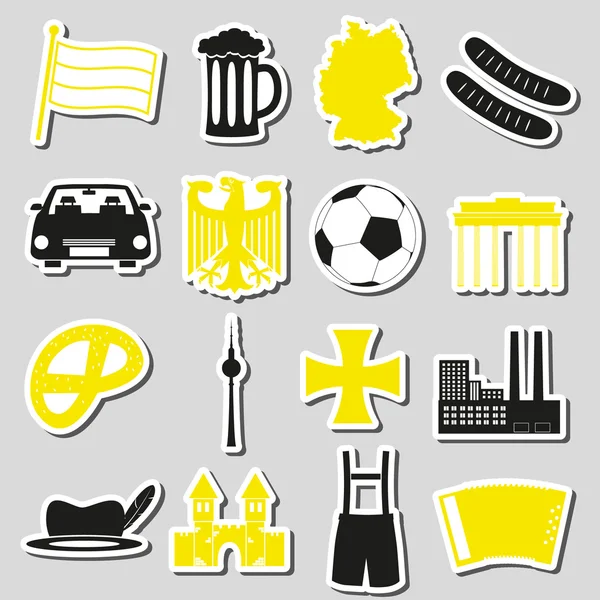 Germania paese simboli a tema adesivi set eps10 — Vettoriale Stock