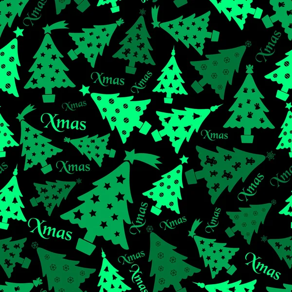 Set of christmas green tree decoration dark seamless pattern eps10 — Stock Vector