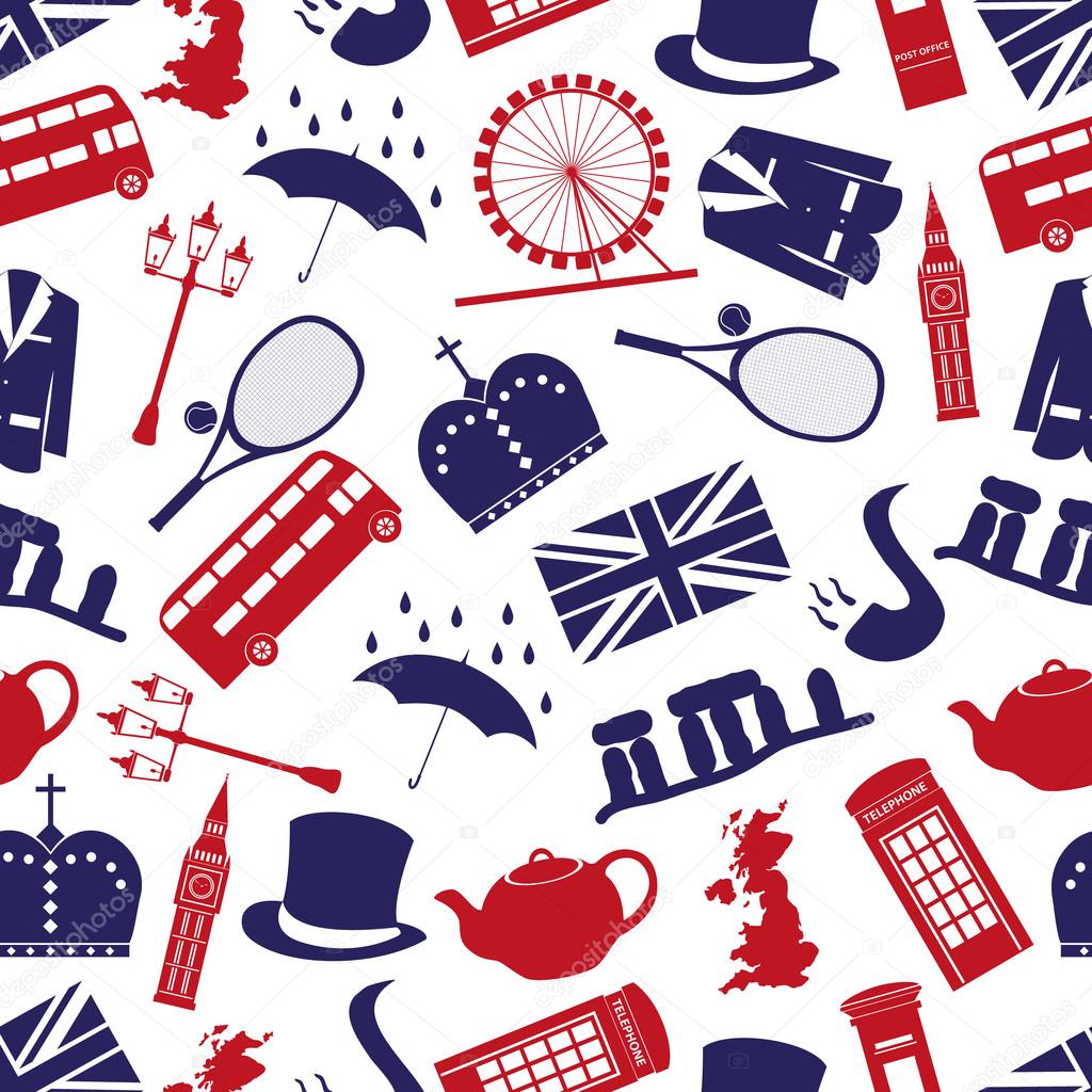 United Kingdom country theme symbols seamless pattern eps10