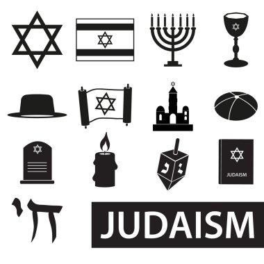 judaism religion symbols vector set of icons eps10 clipart