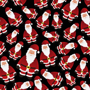 renkli çizgi film Noel Baba siyah seamless modeli eps10