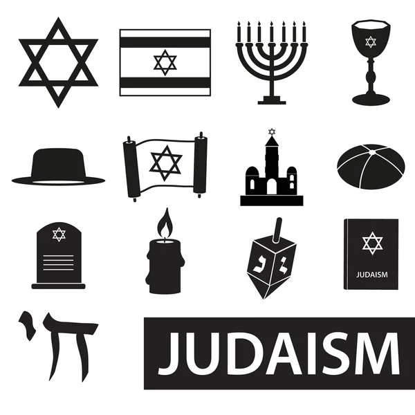 Judaísmo religión símbolos vector conjunto de iconos eps10 — Vector de stock