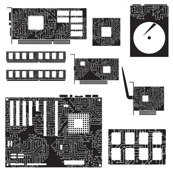 Componentes y circuitos internos del ordenador de sobremesa eps10 — Archivo Imágenes Vectoriales
