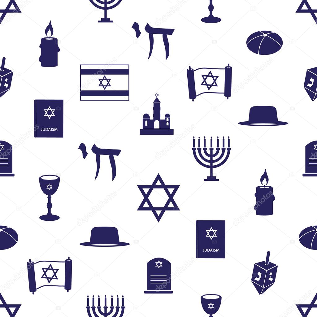 judaism religion symbols seamless blue pattern eps10