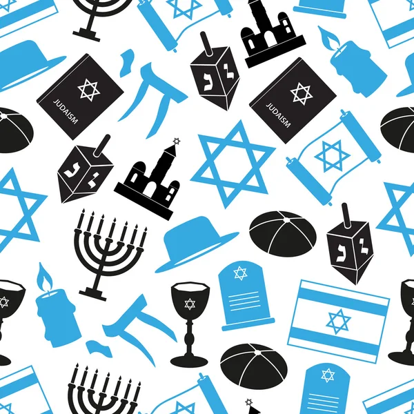 Judaism religion symbols vector set of icons seamless pattern eps10 — Stock Vector