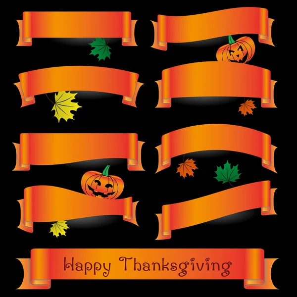 Orange various curved ribbons for happy thanksgiving eps10 — Stock Vector