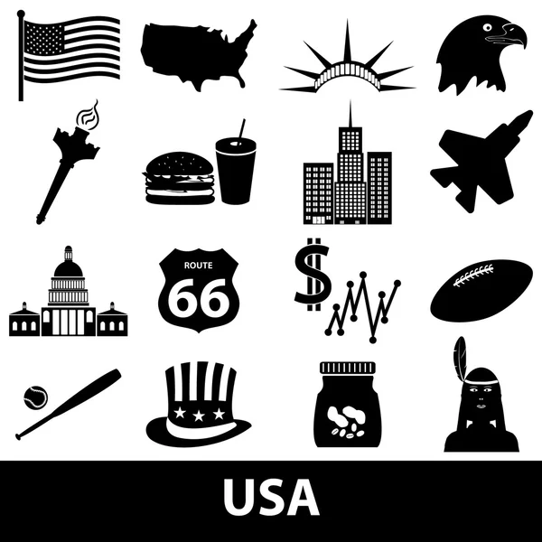 Estados Unidos da América país tema símbolos ícones conjunto eps10 — Vetor de Stock