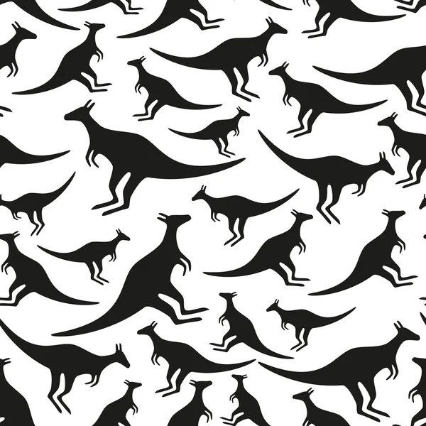 Black animal kangaroo seamless vector pattern eps10 — Stock Vector