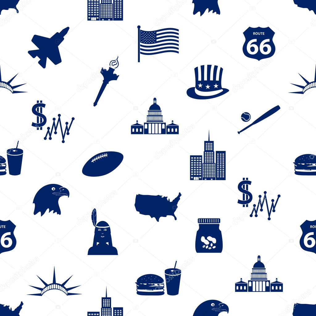 united states of america country theme icons seamless pattern eps10