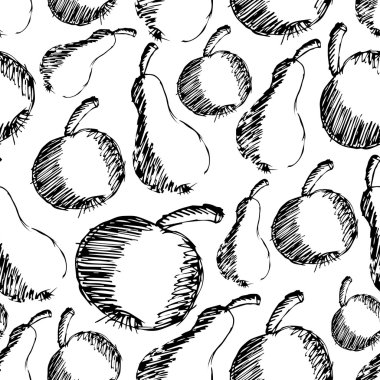 elma ve armut çizilmiş doodle simgeler seamless modeli eps10 el