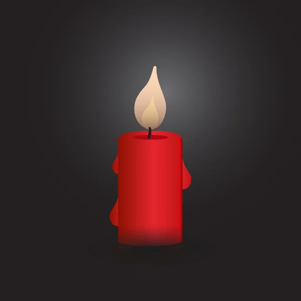 一个红色的孤立的矢量蜡烛在晚上 eps10 — 图库矢量图片