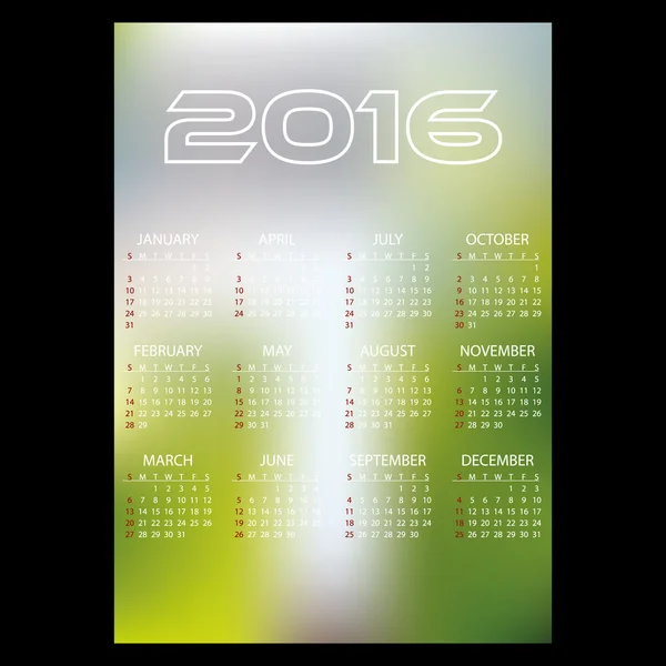 2016 simple business flou fond mur calendrier eps10 — Image vectorielle