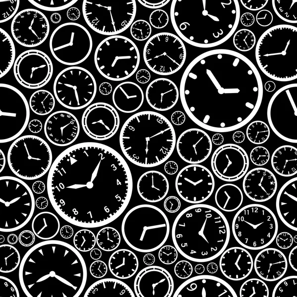 Esfera de reloj blanco y fondo negro patrón sin costuras eps10 — Archivo Imágenes Vectoriales