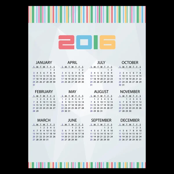 2016 papier d'affaires simple fond mural calendrier eps10 — Image vectorielle