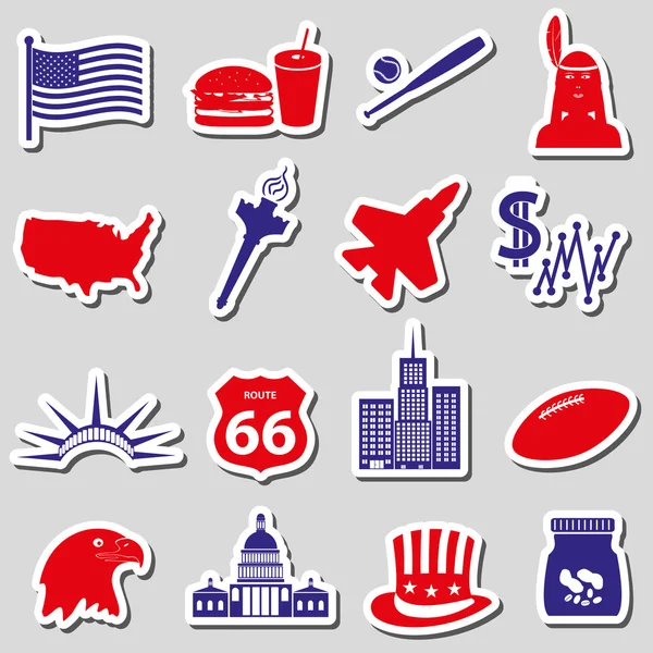 United states of america country theme stickers set eps10 — Stock Vector