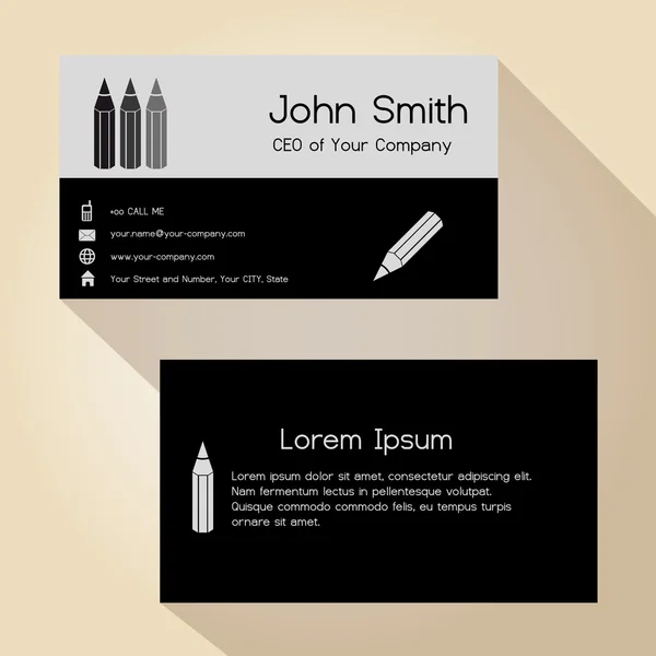 Diseño de tarjeta de visita simple mitad negro y gris con lápices eps10 — Vector de stock