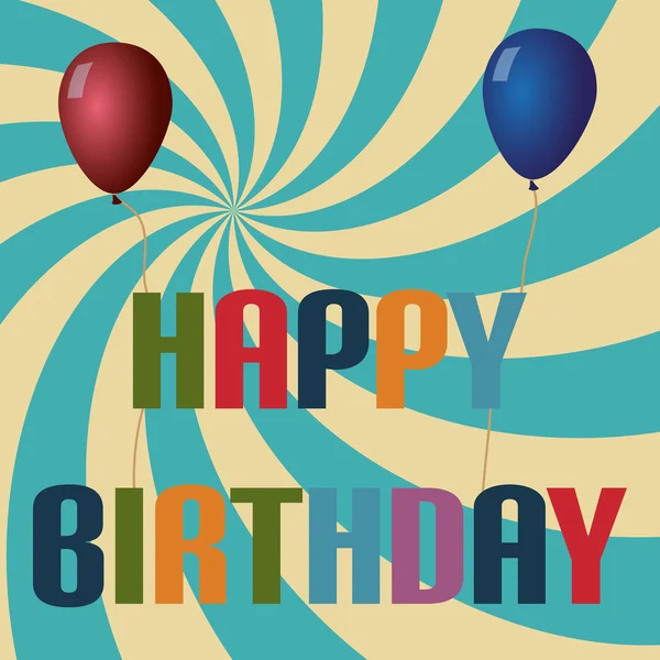 Retro colors balloons and happy birthday text eps10 — Stock Vector