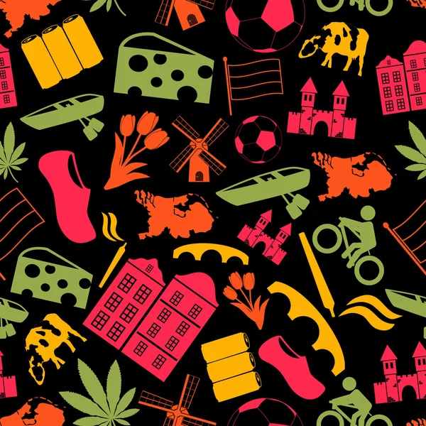 Netherlands country theme symbols icons seamless pattern eps10