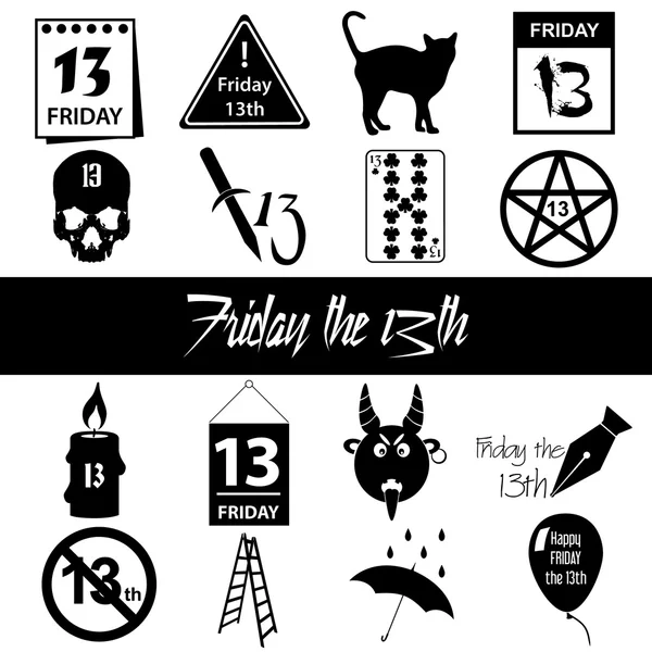 Cuma 13 kötü şans gün Icons set eps10