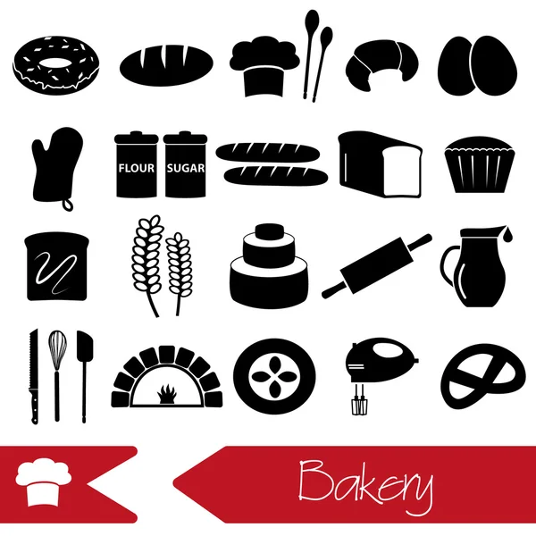 简单的黑面包店项目图标设置 eps10 — 图库矢量图片