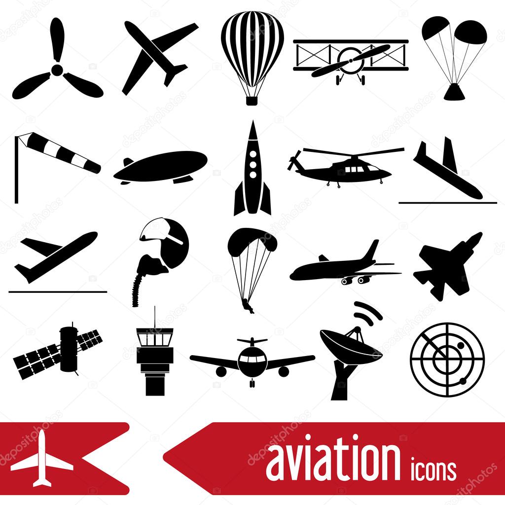 aviation big set of simple icons eps10