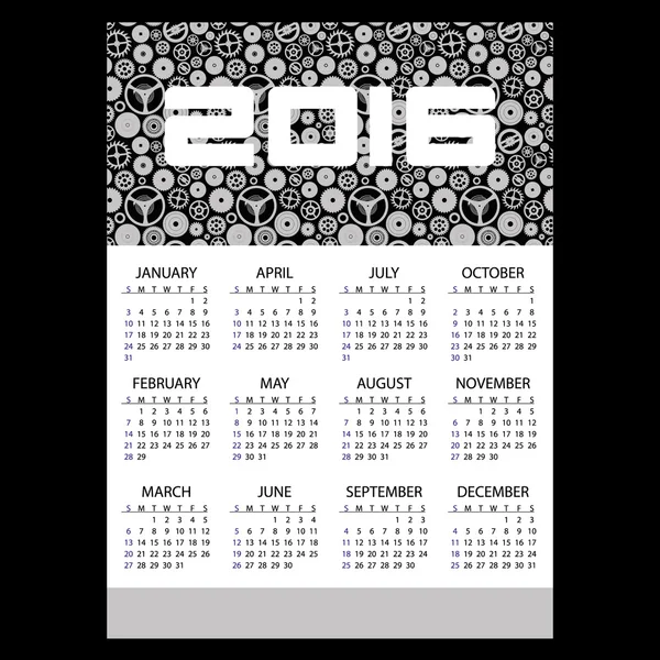 2016 horloge temps thème mur d'affaires calendrier eps10 — Image vectorielle