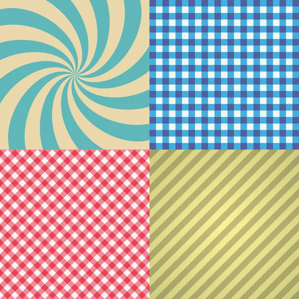 Four types of retro texture and patterns eps10 — Stock Vector